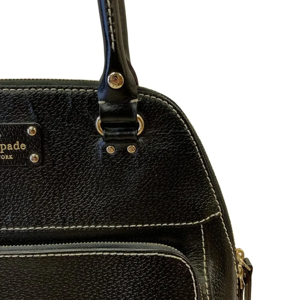 Kate Spade Wellesley Maeda Black Leather Satchel Top Zip Closure Front Pocket